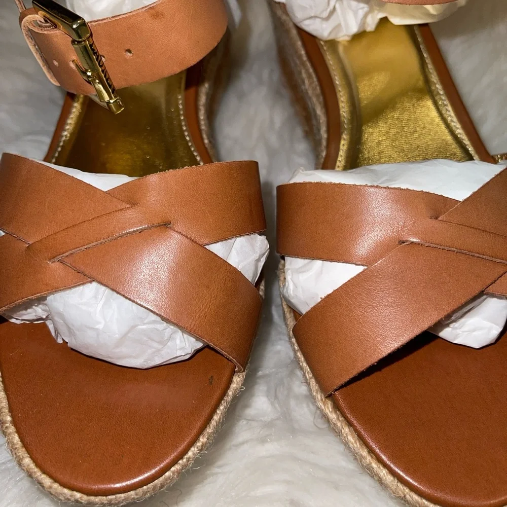 NEW❗️Lauren Ralph Lauren - Roberta Espadrilles Sandals - polo tan Wedge size 9.5 - Picture 4 of 12